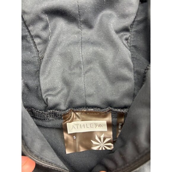 Athleta Reflective Track Jacket Women's Small Black Full Zip Pockets Mock Neck - Picture 2 of 6